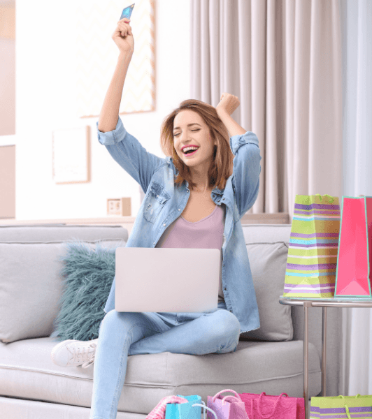 Happy person with shopping bags